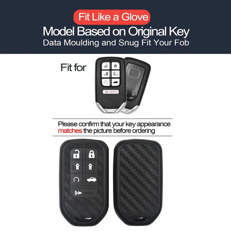 INFIPAR 2pcs Compatible with Honda Odyssey Key Fob Cover Case Key Chain 7 Buttons Smart Carbon Fiber Looks Rubber Protector Keyless Remote Jacket for Honda Odyssey Elite EXL EX EX-L LX Touring - Image 2